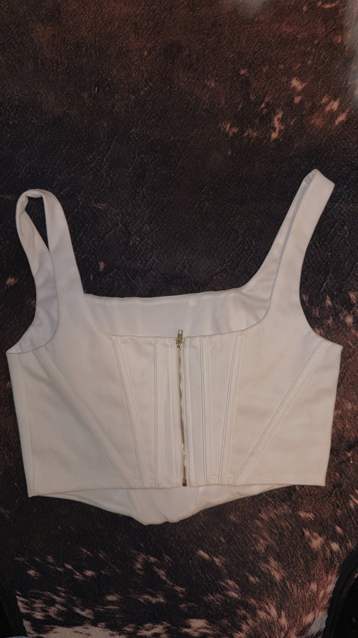 White Zipper Corset Top