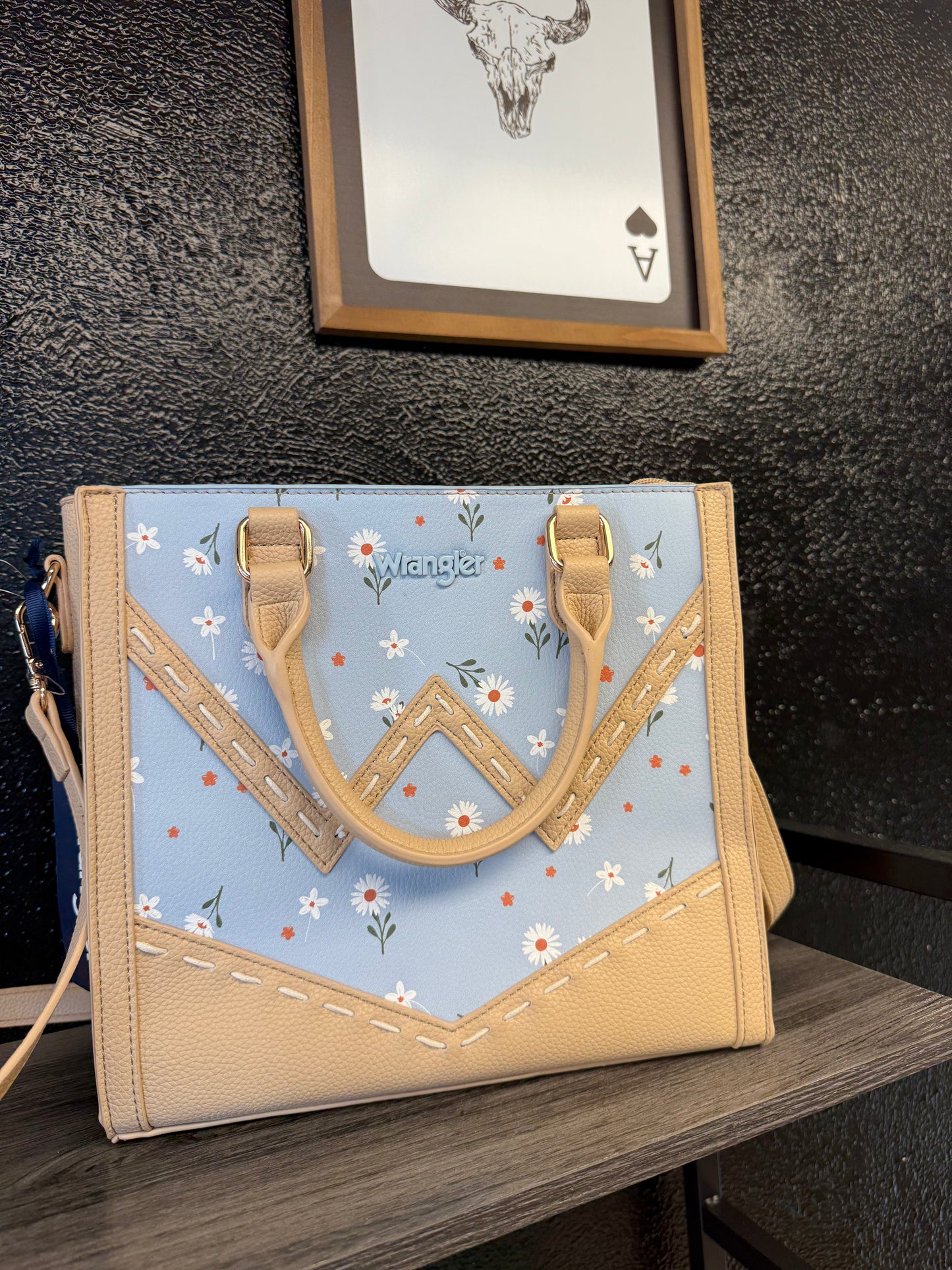 Blue Flower Wrangler Purse
