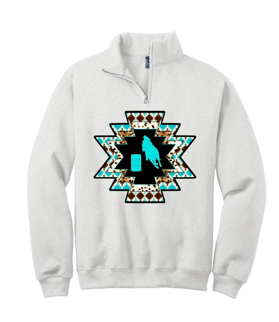 Aztec, Teal Barrel racing Quarter Zip