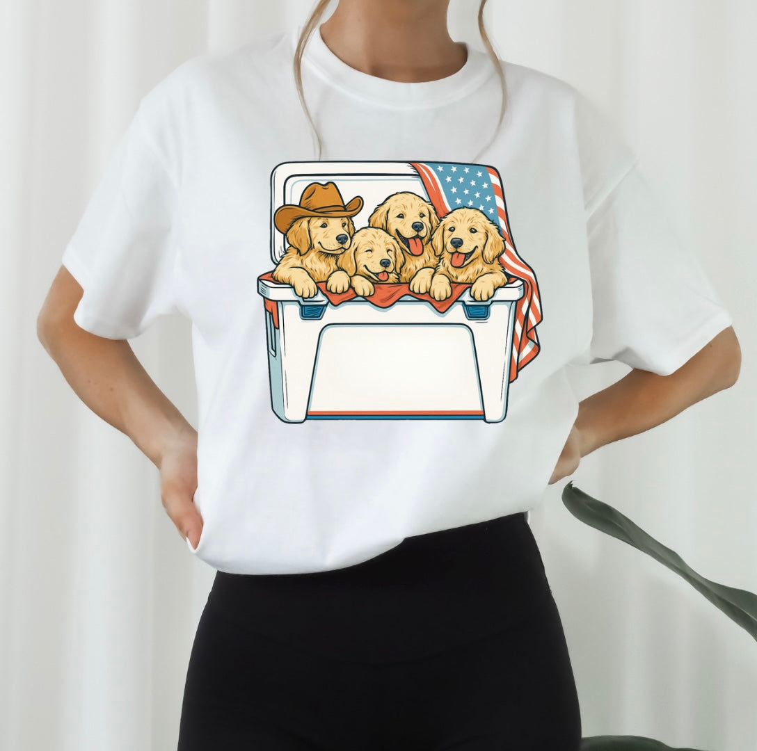Puppies in cooler