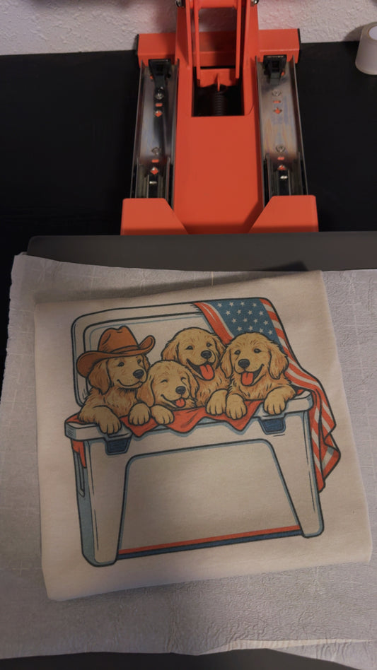 Puppies in cooler