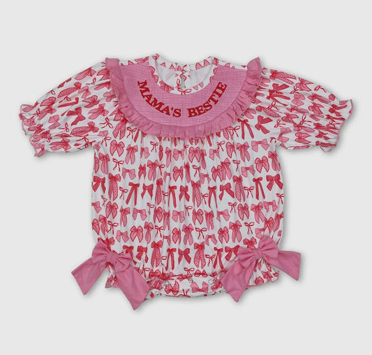 Mommy's Bestie Smocked Bow romper