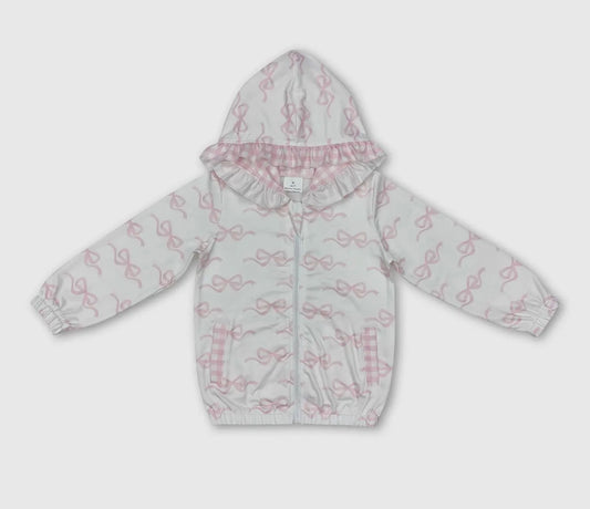 White and Pink Bow Ruffle Jacket