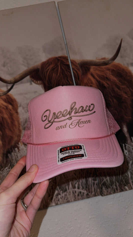 Yeehaw and amen trucker hat