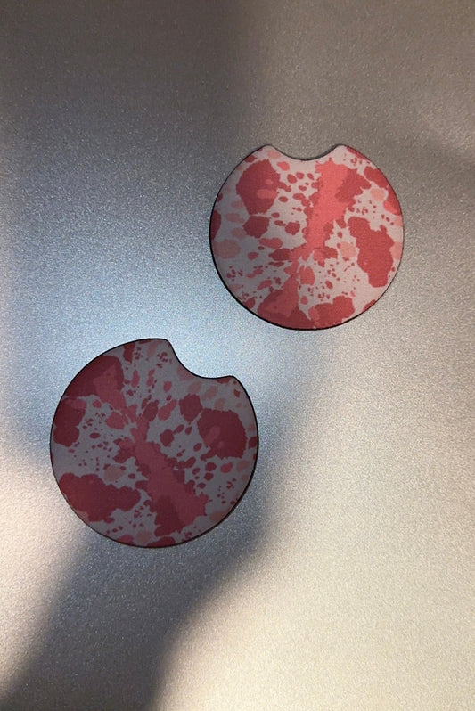 Pink Cow Print Car Coasters