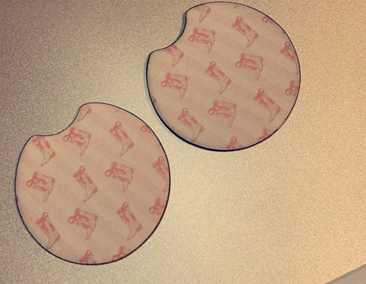 Pink Boots & Bows Car Coasters
