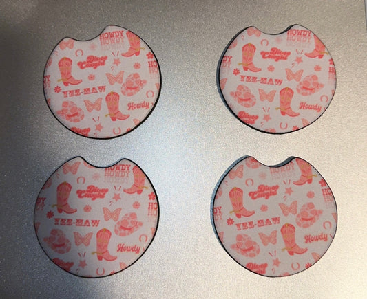 Pink Boots Car Coasters