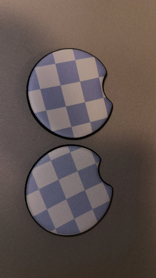 Purple Checkered Car Coasters