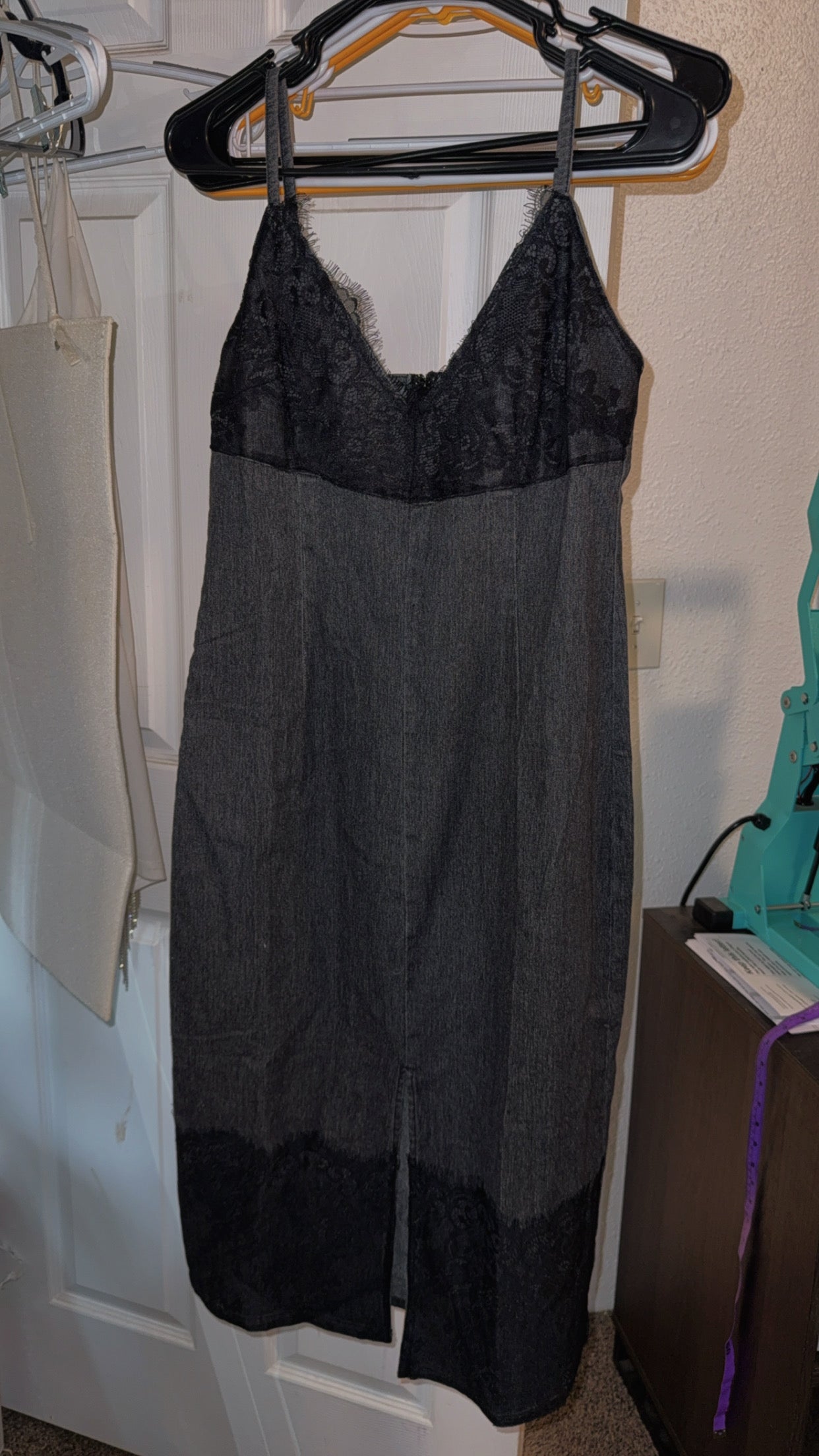 Black Lace Dress with middle Slit