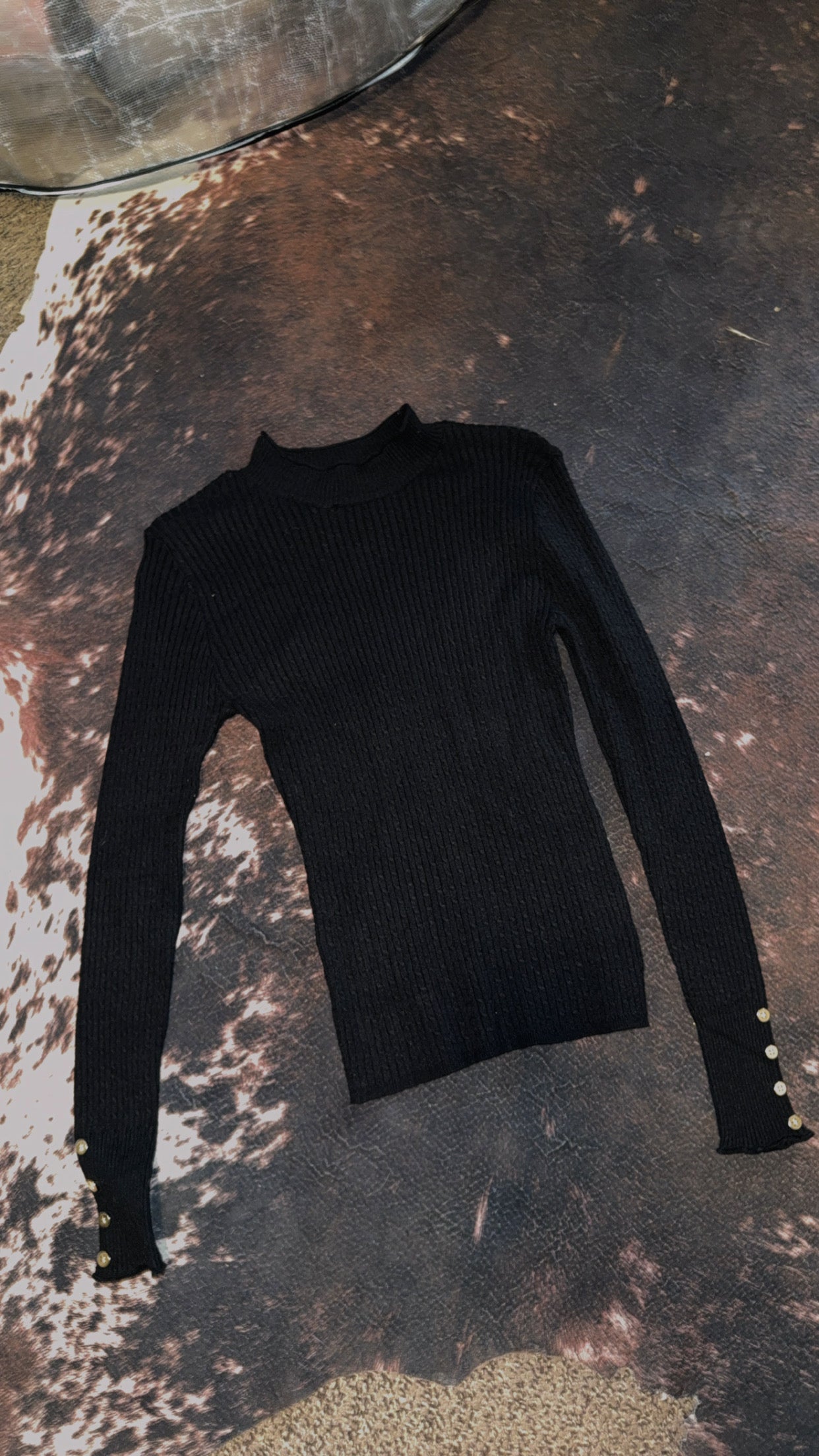 Black Knit Long sleeve with button sleeves