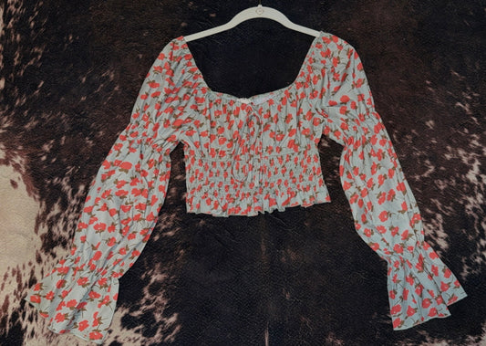 Long sleeve Floral Crop Top