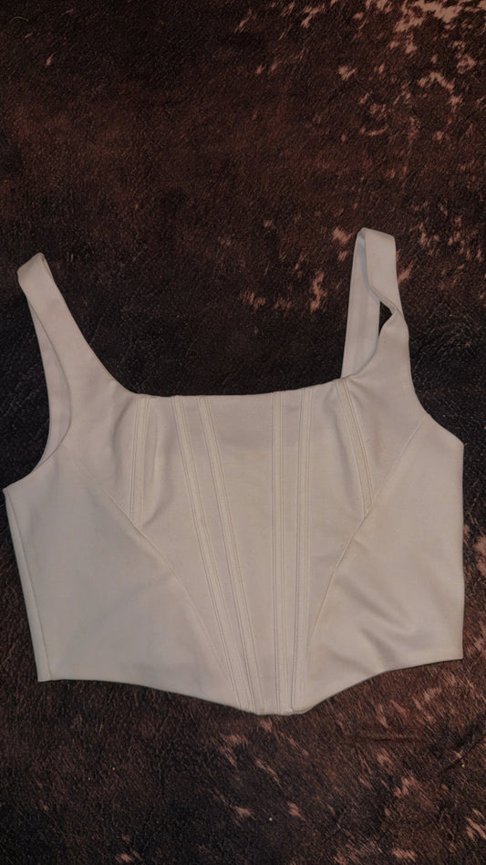 White Zipper Corset Top