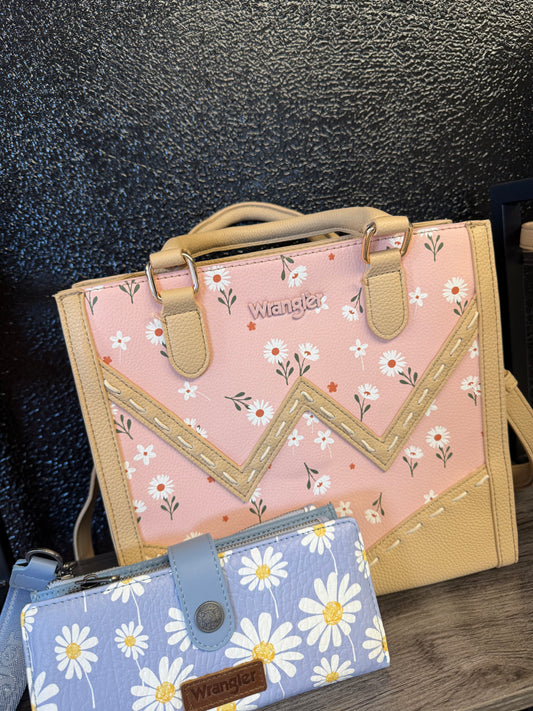 Pink Flower Wrangler Purse