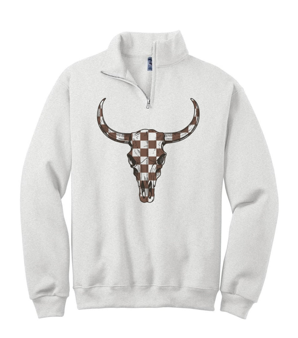 Longhorn Checkered Quarter zip