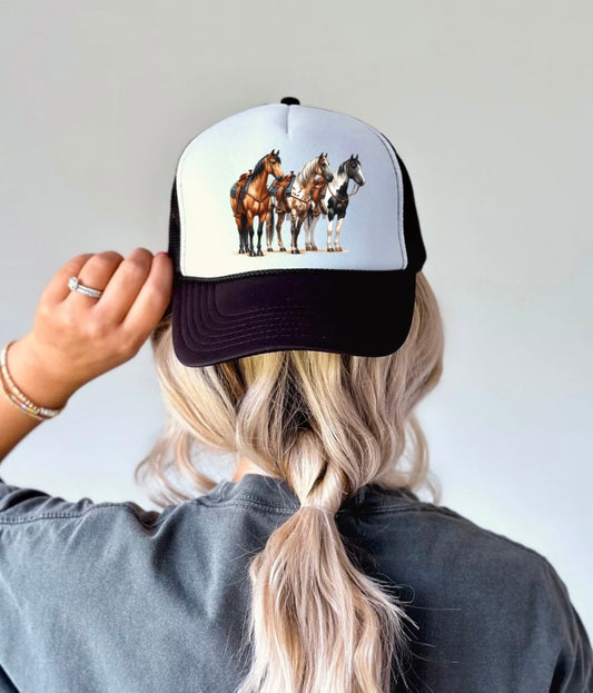 Saddled Horses Trucker Hat