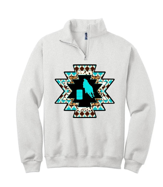 Aztec, Teal Barrel racing Quarter Zip