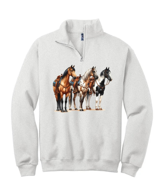 Saddled Horses Quarter Zip